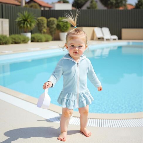 Toddler Girls Swim Cover Up Swimsuit Terry Cloth Beach Towel Long Sleeve Bathing Suit Cover Ups for Swimwear in Kuwait