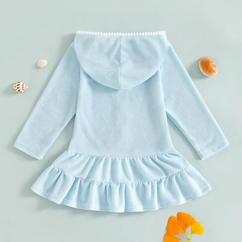 Toddler Girls Swim Cover Up Swimsuit Terry Cloth Beach Towel Long Sleeve Bathing Suit Cover Ups for Swimwear in Kuwait