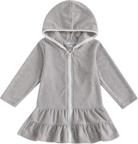 Toddler Girls Swim Cover Up Swimsuit Terry Cloth Beach Towel Long Sleeve Bathing Suit Cover Ups for Swimwear in Kuwait