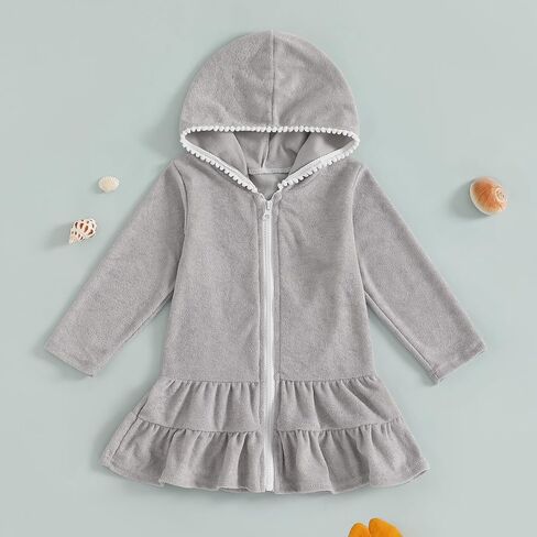 Toddler Girls Swim Cover Up Swimsuit Terry Cloth Beach Towel Long Sleeve Bathing Suit Cover Ups for Swimwear in Kuwait