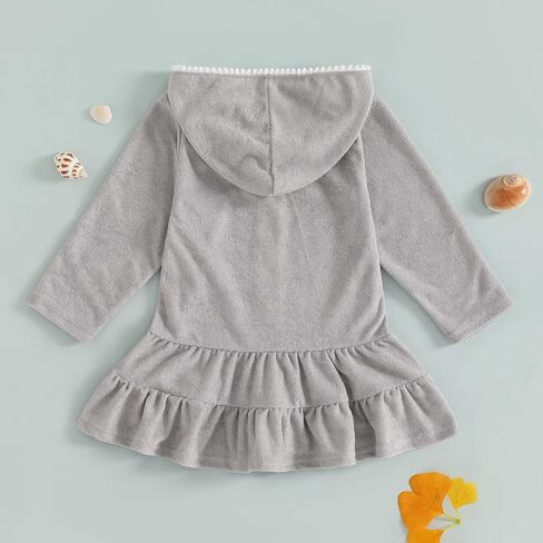 Toddler Girls Swim Cover Up Swimsuit Terry Cloth Beach Towel Long Sleeve Bathing Suit Cover Ups for Swimwear in Kuwait