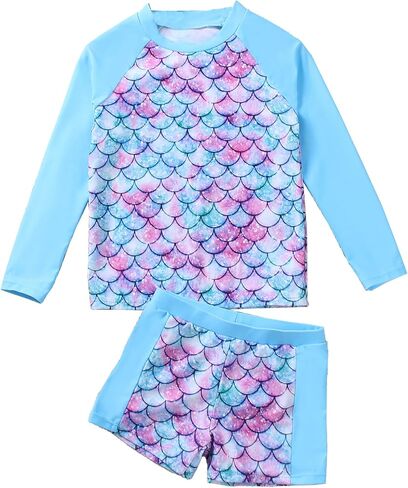 Camidy Girls Rash Guard Two Piece Long Sleeve Swimwear Tankini for 3-12 Years in Saudi Arabia