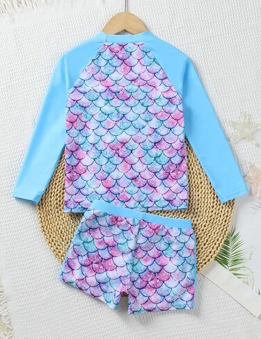 Camidy Girls Rash Guard Two Piece Long Sleeve Swimwear Tankini for 3-12 Years in Saudi Arabia