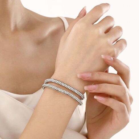 Crystal Bracelets for Women Chunky Bangle Adjustable Tennis Bracelets Boho Jewelry in Kuwait