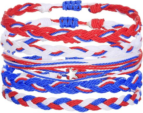 4th of July Heishi Bead Stretch Bracelets for Women Girls American Patriotic Bangle Gold Red White Blue Star Stackable Bracelet Independence Boho Summer Beach Memorial Day Gifts in Saudi Arabia