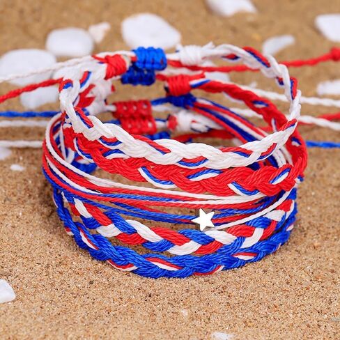 4th of July Heishi Bead Stretch Bracelets for Women Girls American Patriotic Bangle Gold Red White Blue Star Stackable Bracelet Independence Boho Summer Beach Memorial Day Gifts in Saudi Arabia