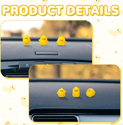 6pcs Mini Duck Duck Care Dashboard Decorations ، الحلي مرآة الرؤية الخلفية ، وملحقات السيارات الداخلية المضحكة لإكسسوارات الديكور الداخلية للسيارات مع ملصقات النقطة in Saudi Arabia