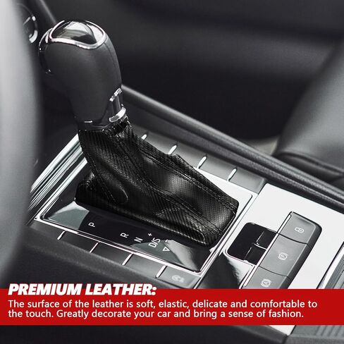 Car Shift Boot Cover, Leather Gear Shift Knob Dust Cover, Manual Automatic Shifter Boot Sleeve for Protection & Decor, Gear Shift Knob Cover Car Accessories (Carbon Pattern Black Line) in Saudi Arabia