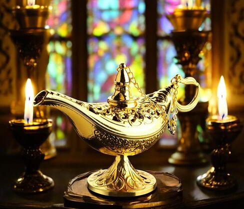 Alisveristime Ornate Zamac Decorative Lamp for Home Decor - Elegant Collectible (Gold & Silver) (Gold) in Saudi Arabia