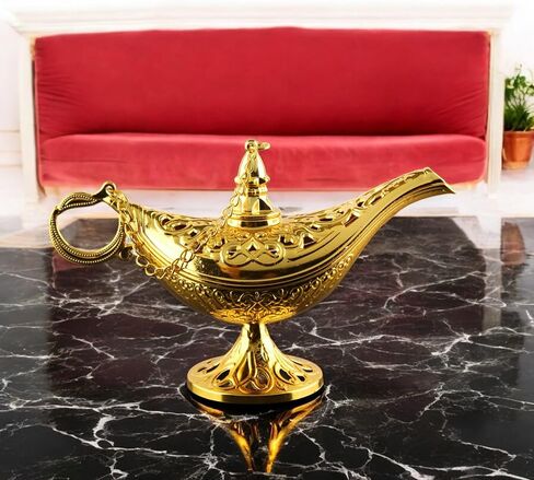 Alisveristime Ornate Zamac Decorative Lamp for Home Decor - Elegant Collectible (Gold & Silver) (Gold) in Saudi Arabia