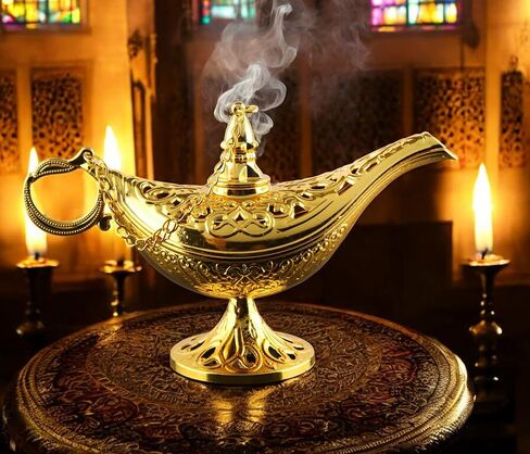 Alisveristime Ornate Zamac Decorative Lamp for Home Decor - Elegant Collectible (Gold & Silver) (Gold) in Saudi Arabia
