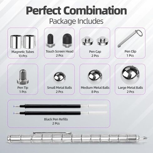قلم تململ مغناطيسي - مجموعة مثالية من ألعاب الكتابة والمغناطيس الدوار، أقلام فيجيت مع 13 حلقة مغناطيسية، طول 137 مم، هدية مثالية للمكتب والدراسة للأطفال من سن 8 إلى 12 عامًا والمراهقين والبالغين الذين يعانون من اضطراب فرط الحركة ونقص الانتباه in Kuwait