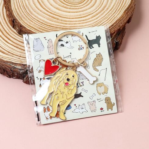 Cute Puppy Dog Keychain Golden Retriever Key Charm Keychain Pet Lover Keyring Gift in Saudi Arabia
