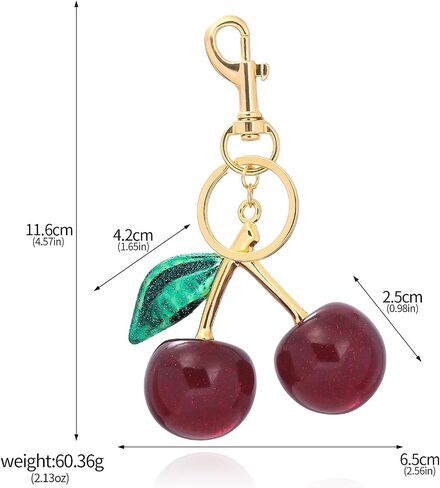 Cherry Bag Charm Keychains for Women Cute Purse Handbag Accessories Charms Glitter Cherry Luxurious Gifts in Saudi Arabia