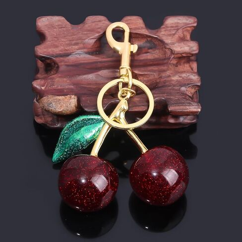 Cherry Bag Charm Keychains for Women Cute Purse Handbag Accessories Charms Glitter Cherry Luxurious Gifts in Saudi Arabia