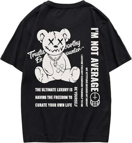 Verdusa Men's Letter Graphic Tees Oversized Cotton T Shirt Drop Shoulder Crew Neck Slogan Tee Top in Kuwait