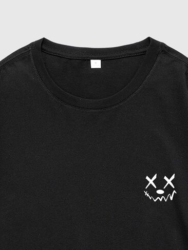 Verdusa Men's Letter Graphic Tees Oversized Cotton T Shirt Drop Shoulder Crew Neck Slogan Tee Top in Kuwait
