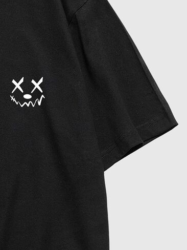 Verdusa Men's Letter Graphic Tees Oversized Cotton T Shirt Drop Shoulder Crew Neck Slogan Tee Top in Kuwait
