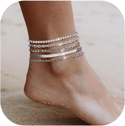 Ankle Bracelets for Women Silver Anklets Summer Beach Vacation Outfits Cuba Paperclip Anklet Dainty Link Chain Ankles Foot Jewelry in Saudi Arabia