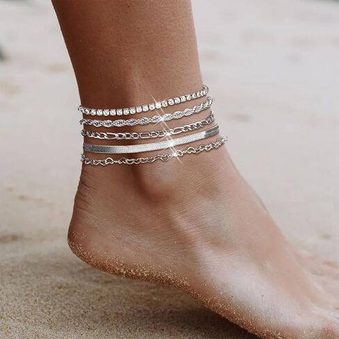 Ankle Bracelets for Women Silver Anklets Summer Beach Vacation Outfits Cuba Paperclip Anklet Dainty Link Chain Ankles Foot Jewelry in Saudi Arabia