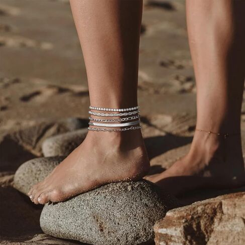 Ankle Bracelets for Women Silver Anklets Summer Beach Vacation Outfits Cuba Paperclip Anklet Dainty Link Chain Ankles Foot Jewelry in Saudi Arabia