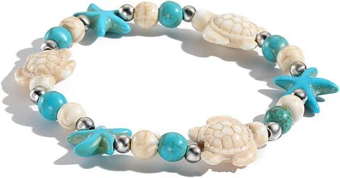 Coadipress Turtle Starfish Bracelet Anklet for Women - Boho Blue Turtle Anklet String Bracelet - Summer Beach Collection Jewelry in Saudi Arabia
