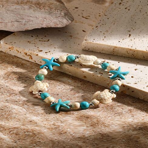 Coadipress Turtle Starfish Bracelet Anklet for Women - Boho Blue Turtle Anklet String Bracelet - Summer Beach Collection Jewelry in Saudi Arabia