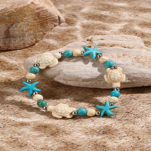 Coadipress Turtle Starfish Bracelet Anklet for Women - Boho Blue Turtle Anklet String Bracelet - Summer Beach Collection Jewelry in Saudi Arabia