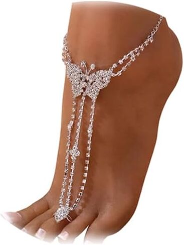 1PAIR الزفاف الزفاف راينستون الصنادل حافي القدمين سلسلة مجوهرات مجوهر in Kuwait