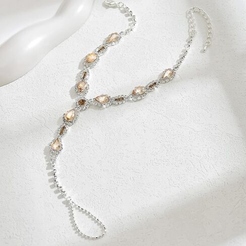 Octwine Boho Summer Silver Silver Beach Foot Rhinestone Chain مع إصبع القدم من أحجار الراين الكريستالية الكرستال الزفاف الزفاف سلسلة القدم الراين. in Saudi Arabia