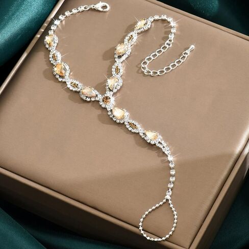 Octwine Boho Summer Silver Silver Beach Foot Rhinestone Chain مع إصبع القدم من أحجار الراين الكريستالية الكرستال الزفاف الزفاف سلسلة القدم الراين. in Saudi Arabia