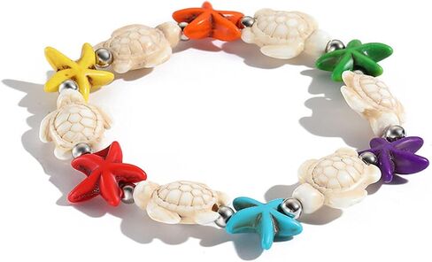 Coadipress Turtle Starfish Bracelet Anklet for Women - Boho Blue Turtle Anklet String Bracelet - Summer Beach Collection Jewelry in Saudi Arabia