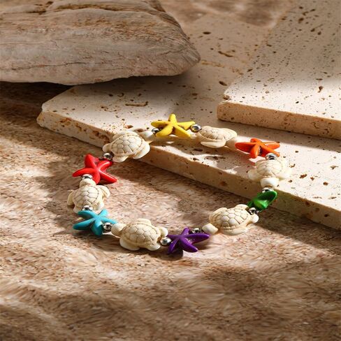 Coadipress Turtle Starfish Bracelet Anklet for Women - Boho Blue Turtle Anklet String Bracelet - Summer Beach Collection Jewelry in Saudi Arabia