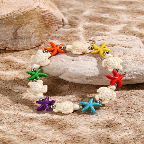Coadipress Turtle Starfish Bracelet Anklet for Women - Boho Blue Turtle Anklet String Bracelet - Summer Beach Collection Jewelry in Saudi Arabia