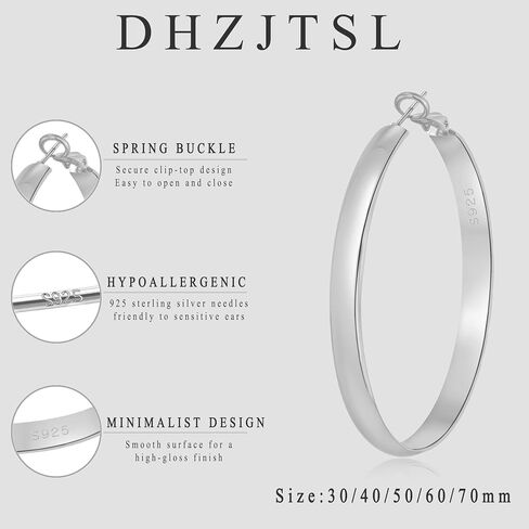 5mm Wide Gold Hoop Earrings for Women, 14K Gold Plated Big Chunky Hoop Earrings with S925 Sterling Silver Post, Hypoallergenic Lightweight Earrings Jewelry for Women 30/40/50/60/70mm in Saudi Arabia