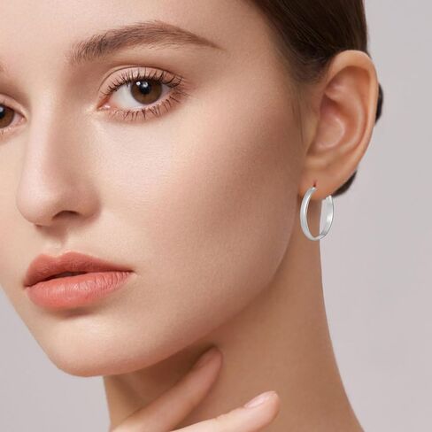 5mm Wide Gold Hoop Earrings for Women, 14K Gold Plated Big Chunky Hoop Earrings with S925 Sterling Silver Post, Hypoallergenic Lightweight Earrings Jewelry for Women 30/40/50/60/70mm in Saudi Arabia