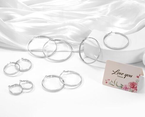 5mm Wide Gold Hoop Earrings for Women, 14K Gold Plated Big Chunky Hoop Earrings with S925 Sterling Silver Post, Hypoallergenic Lightweight Earrings Jewelry for Women 30/40/50/60/70mm in Saudi Arabia