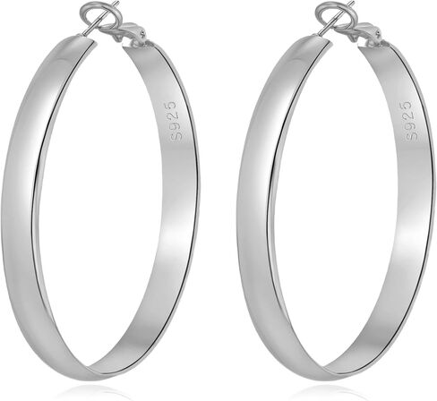 5mm Wide Gold Hoop Earrings for Women, 14K Gold Plated Big Chunky Hoop Earrings with S925 Sterling Silver Post, Hypoallergenic Lightweight Earrings Jewelry for Women 30/40/50/60/70mm in Saudi Arabia