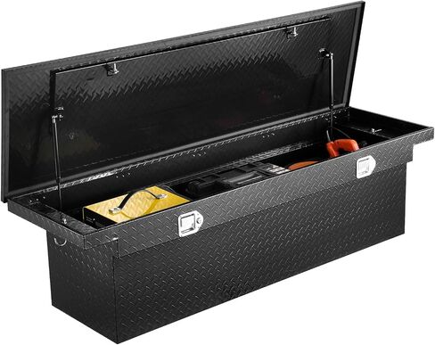 VEVOR Crossover Truck Tool Box, 71x27x18 In, Heavy Duty Aluminum Toolbox with Diamond Texture, Pick Up Truck Bed RV Trailer Toolbox, Waterproof Storage Organizer with Lock, Keys, Side Handles, Black in Saudi Arabia