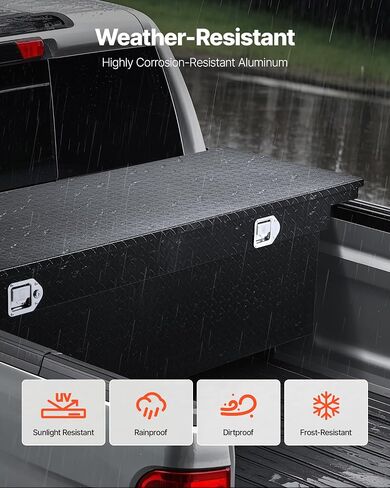 VEVOR Crossover Truck Tool Box, 71x27x18 In, Heavy Duty Aluminum Toolbox with Diamond Texture, Pick Up Truck Bed RV Trailer Toolbox, Waterproof Storage Organizer with Lock, Keys, Side Handles, Black in Saudi Arabia