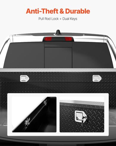 VEVOR Crossover Truck Tool Box, 71x27x18 In, Heavy Duty Aluminum Toolbox with Diamond Texture, Pick Up Truck Bed RV Trailer Toolbox, Waterproof Storage Organizer with Lock, Keys, Side Handles, Black in Saudi Arabia