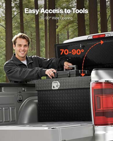 VEVOR Crossover Truck Tool Box, 71x27x18 In, Heavy Duty Aluminum Toolbox with Diamond Texture, Pick Up Truck Bed RV Trailer Toolbox, Waterproof Storage Organizer with Lock, Keys, Side Handles, Black in Saudi Arabia