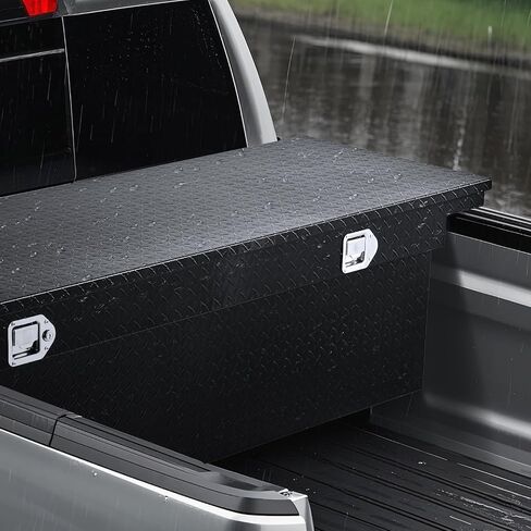 VEVOR Crossover Truck Tool Box, 71x27x18 In, Heavy Duty Aluminum Toolbox with Diamond Texture, Pick Up Truck Bed RV Trailer Toolbox, Waterproof Storage Organizer with Lock, Keys, Side Handles, Black in Saudi Arabia