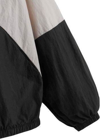 SweatyRocks Women's Casual Color Block Drawstring Hooded Windbreaker Jacket in Saudi Arabia