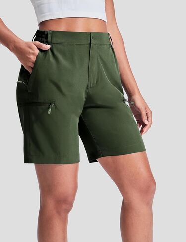 Haimont Women's 7" Hiking Cargo Shorts Quick Dry Lightweight Stretch UV Protection with Zipper Pockets Travel Camping in Kuwait
