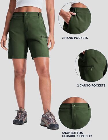 Haimont Women's 7" Hiking Cargo Shorts Quick Dry Lightweight Stretch UV Protection with Zipper Pockets Travel Camping in Kuwait