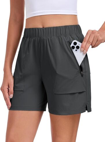 Womens 5'' Hiking Athletic Shorts Quick Dry Lightweight Golf Casual Summer Shorts with Zipper Pockets in Saudi Arabia