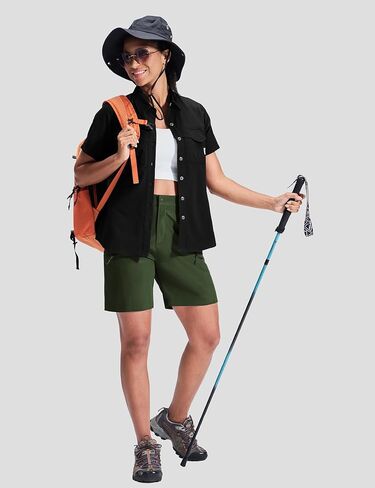 Haimont Women's 7" Hiking Cargo Shorts Quick Dry Lightweight Stretch UV Protection with Zipper Pockets Travel Camping in Kuwait