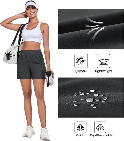 Womens 5'' Hiking Athletic Shorts Quick Dry Lightweight Golf Casual Summer Shorts with Zipper Pockets in Saudi Arabia