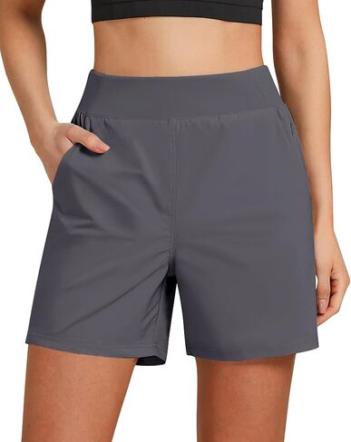 GRAPENT Hiking Shorts for Women High Waisted Pull On Athletic Casual Summer Lightweight Cooling Sport Shorts with Pocket in Saudi Arabia